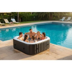 KIT TOUT INCLUS SUNSPA: spa gonflable carré 6 places et accessoires :