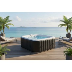 KIT TOUT INCLUS SUNSPA: spa gonflable carré 6 places et accessoires :