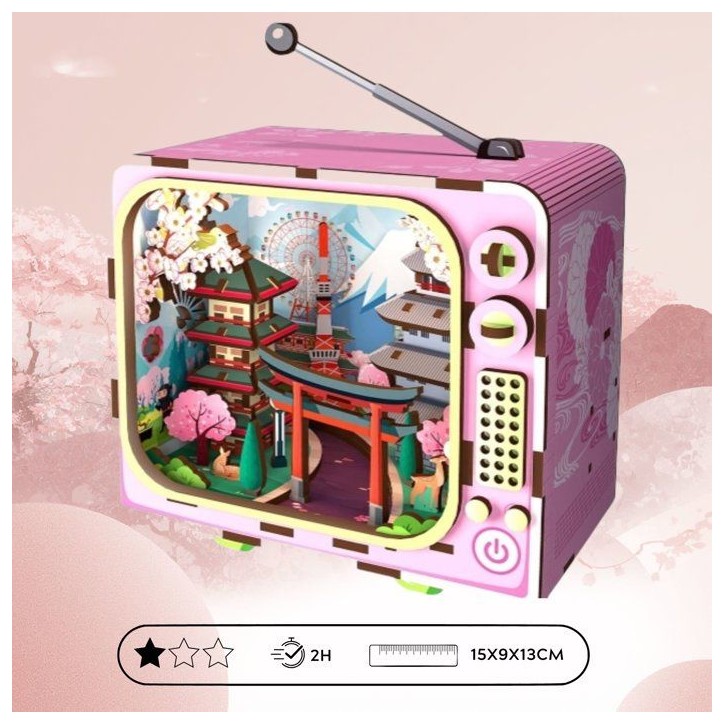 Book Nook - Kit DIY a construire Maquette 3D Serre Livre - TV Fuji - 12,5 x 8 x 13 cm Book Nook - Kit DIY a construire Maquette 3D Serre Livre - TV Fuji - 12,5 x 8 x 13 cm