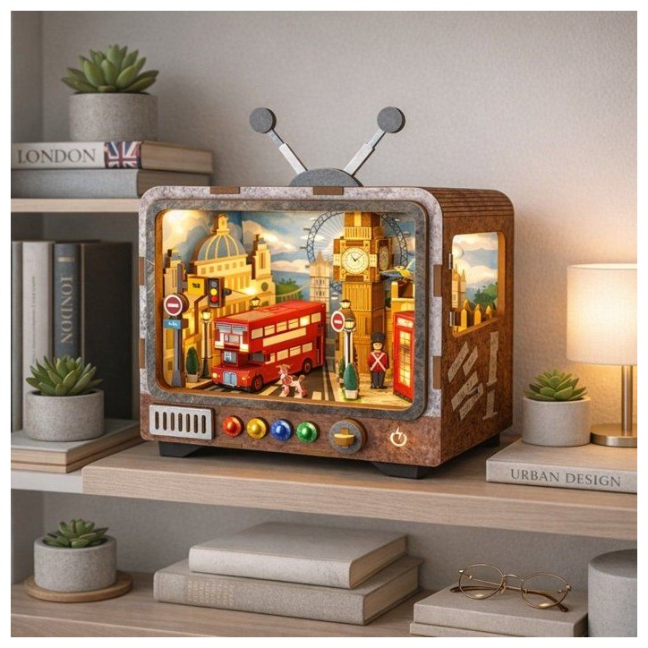 Book Nook - Kit DIY a construire Maquette 3D Serre Livre - TV Londres - 12,5 x 8 x 13 cm
