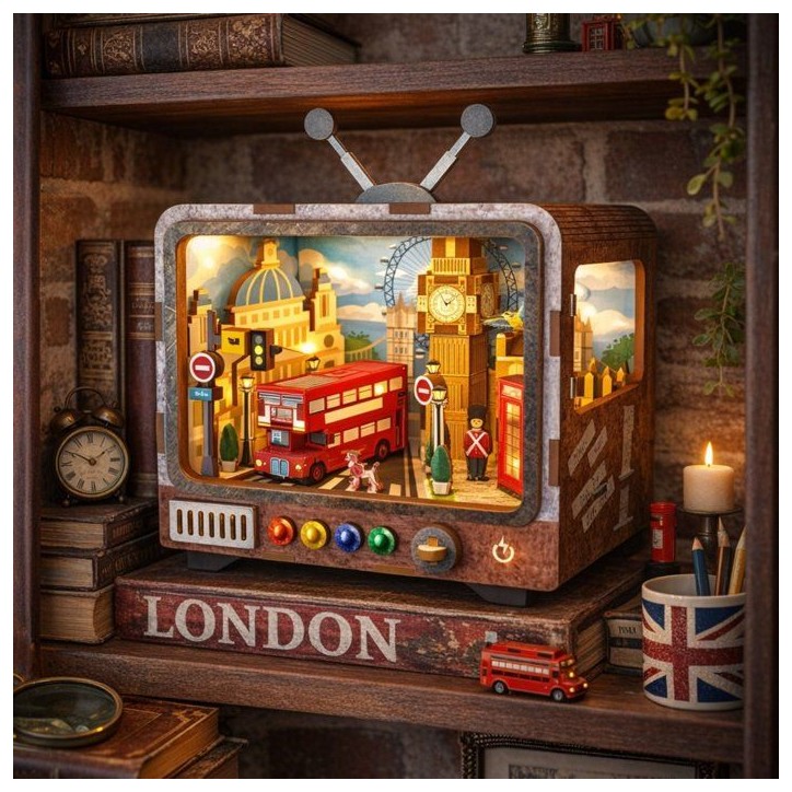 Book Nook - Kit DIY a construire Maquette 3D Serre Livre - TV Londres - 12,5 x 8 x 13 cm
