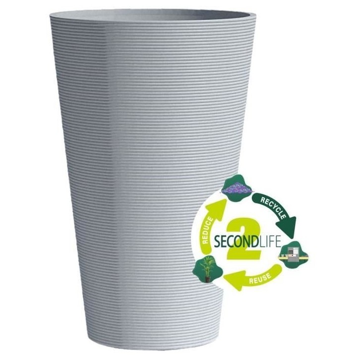 Pot de fleurs haut - GARDEN ID - Green Care Sense Haut Pierre bleue - 55 cm - Garantie 10 ans - 100% recyclé - Résistance UV e