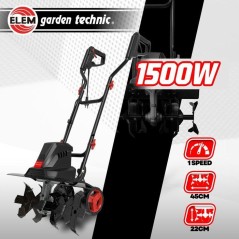Motobineuse électrique - Elem Garden - 1500 W - 6 fraises - 45 cm - MTBE1506W45