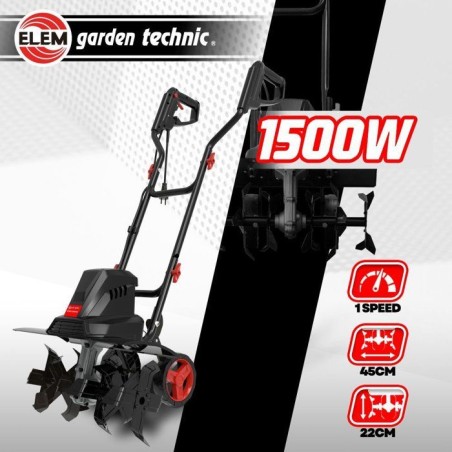 Motobineuse électrique - Elem Garden - 1500 W - 6 fraises - 45 cm - MTBE1506W45