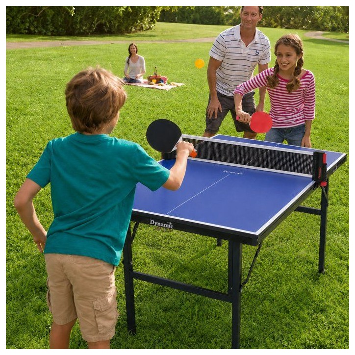 Set mini table de tennis de table DYNAMIC - Table pliable + filet extensible + 2 raquettes + 3 balles