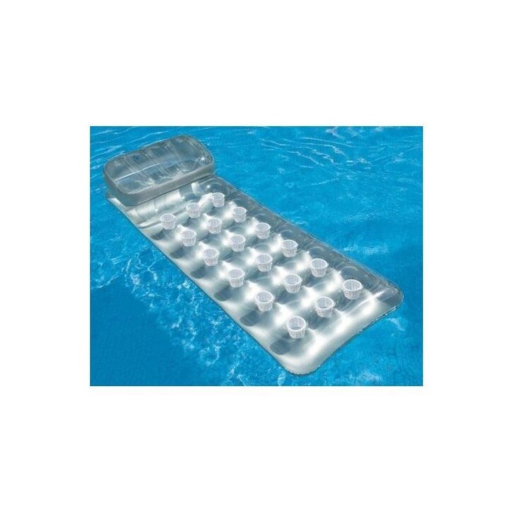 Matelas gonflable de piscine INTEX - 90620 - Appuie-tete intégré - Gris argent