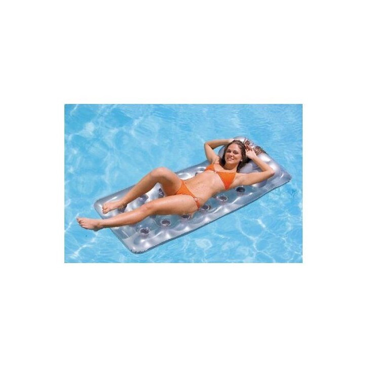 Matelas gonflable de piscine INTEX - 90620 - Appuie-tete intégré - Gris argent