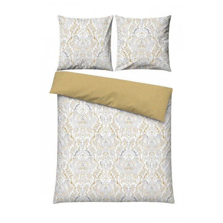 Parure de lit King Size - 1 housse de couette 240 x 220 cm + 2 taies d'oreiller 60 x 60 cm - Satin - Moutarde