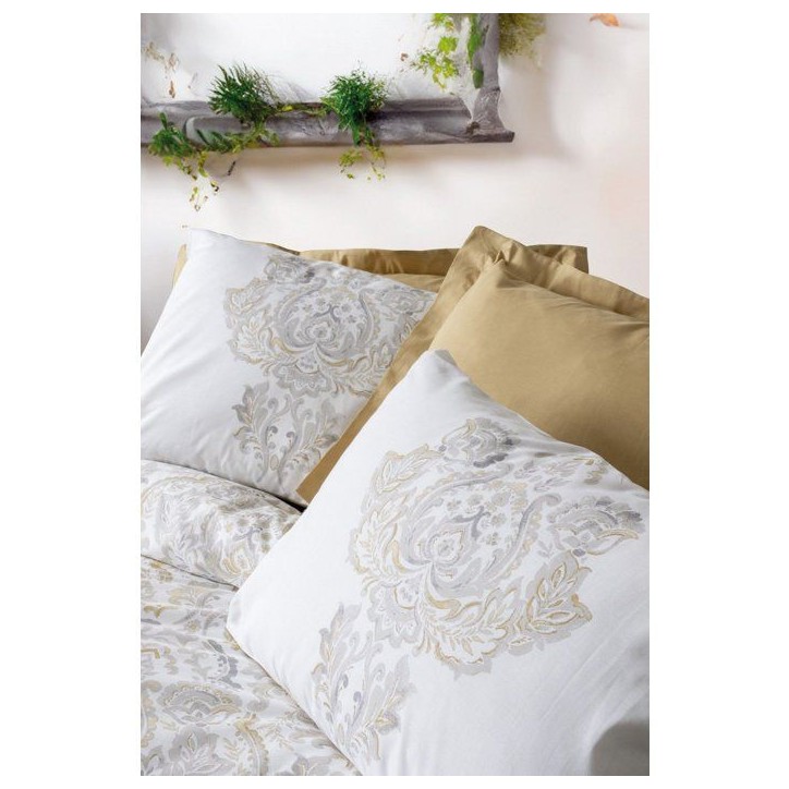 Parure de lit - 1 housse de couette 140 x 200 cm + 1 taie d'oreiller 60 x 60 cm - 100% coton renforcé - Moutarde
