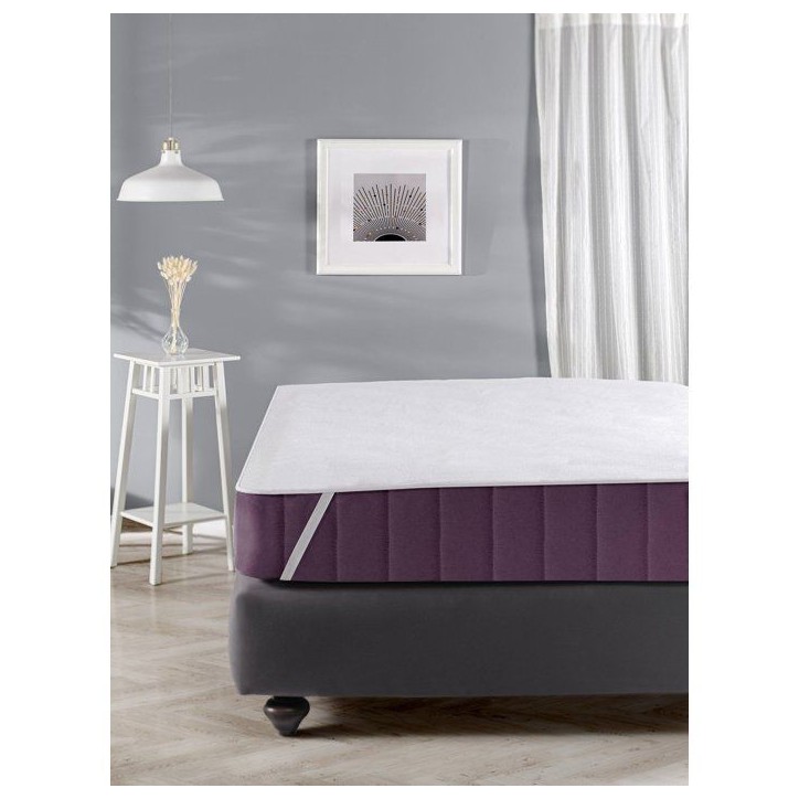 Protege-matelas - Mansion - Pour lit 2 personnes - 140 x 200 cm - 100 % Coton - Blanc