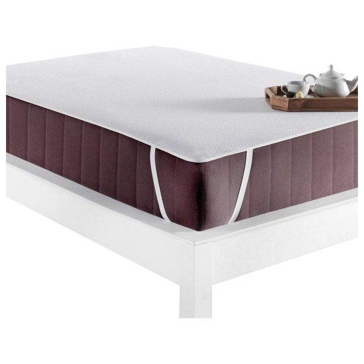 Protege-matelas - Mansion - Pour lit 2 personnes - 200 x 200 cm - 100 % Coton - Blanc