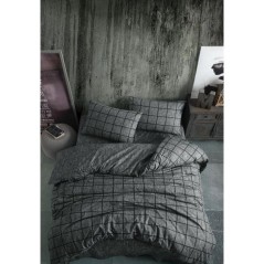 Parure de lit - 1 housse de couette 140 x 200 cm + 1 taie d'oreiller 60 x 60 cm - 100% coton renforcé - Noir