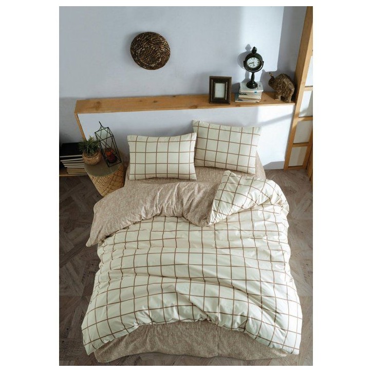 Parure de lit - 1 housse de couette 140 x 200 cm + 1 taie d'oreiller 60 x 60 cm - 100% coton renforcé - Creme Parure de lit - 1 housse de couette 140 x 200 cm + 1 taie d'oreiller 60 x 60 cm - 100% coton renforcé - Creme