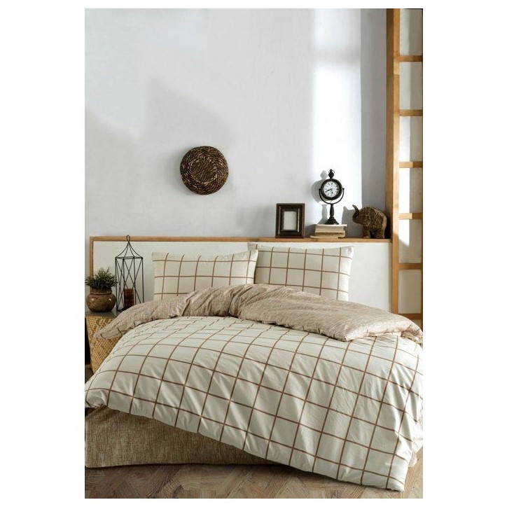 Parure de lit - 1 housse de couette 140 x 200 cm + 1 taie d'oreiller 60 x 60 cm - 100% coton renforcé - Creme Parure de lit - 1 housse de couette 140 x 200 cm + 1 taie d'oreiller 60 x 60 cm - 100% coton renforcé - Creme