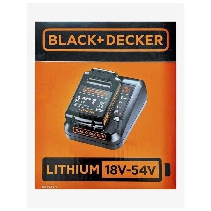 Kit batterie 18V 2 Ah + chargeur 2 Ah - BLACK+DECKER - BDC2A20-QW Kit batterie 18V 2 Ah + chargeur 2 Ah - BLACK+DECKER - BDC2A20-QW
