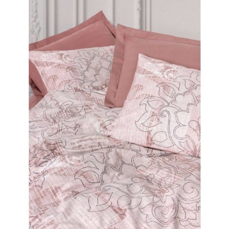 Parure de lit - 1 housse de couette 140 x 200 cm + 1 taie d'oreiller 60 x 60 cm - 100% coton renforcé - Rose poudré