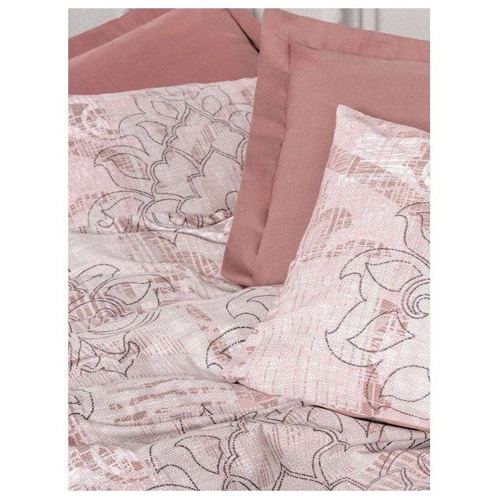 Parure de lit - 1 housse de couette 140 x 200 cm + 1 taie d'oreiller 60 x 60 cm - 100% coton renforcé - Rose poudré