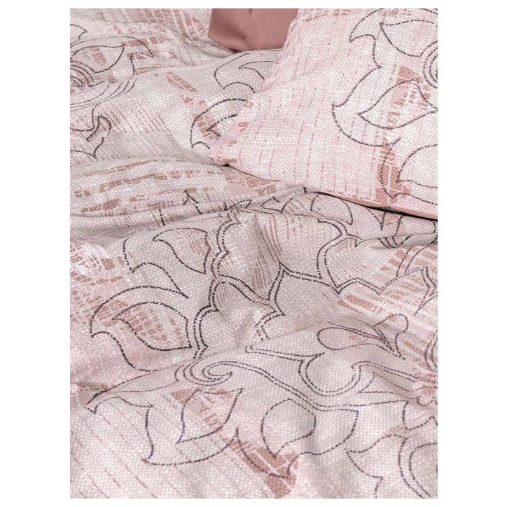 Parure de lit - 1 housse de couette 240 x 220 cm + 2 taies d'oreiller 60 x 60 cm - 100% coton renforcé - Rose poudré