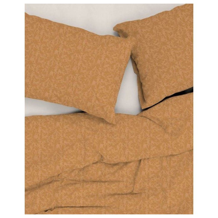 Parure de lit - 1 housse de couette 140 x 200 cm + 1 taie d'oreiller 60 x 60 cm - 100% coton renforcé - Moutarde Parure de lit - 1 housse de couette 140 x 200 cm + 1 taie d'oreiller 60 x 60 cm - 100% coton renforcé - Moutarde