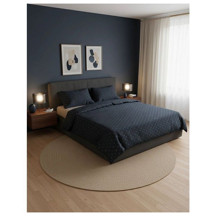 Parure de lit King Size - 1 housse de couette 240 x 220 cm + 2 taies d'oreiller 60 x 60 cm - 100% coton renforcé - Noir / Gris Parure de lit King Size - 1 housse de couette 240 x 220 cm + 2 taies d'oreiller 60 x 60 cm - 100% coton renforcé - Noir / Gris