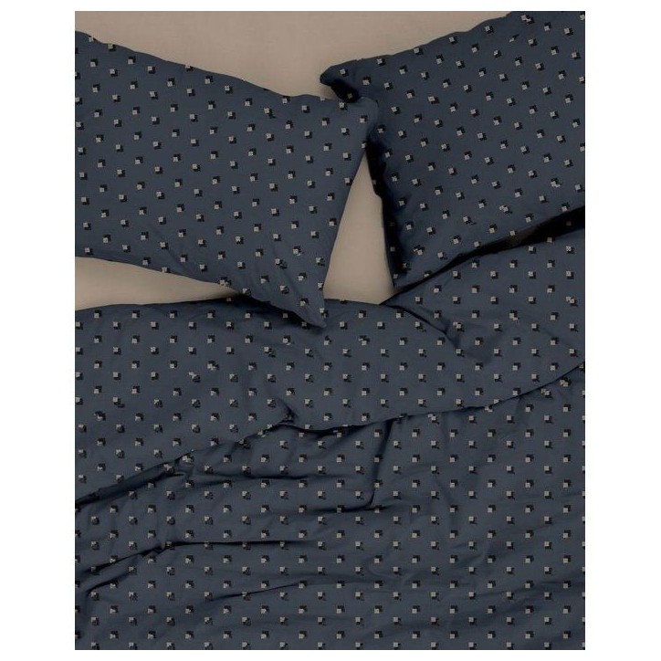 Parure de lit King Size - 1 housse de couette 240 x 220 cm + 2 taies d'oreiller 60 x 60 cm - 100% coton renforcé - Noir / Gris Parure de lit King Size - 1 housse de couette 240 x 220 cm + 2 taies d'oreiller 60 x 60 cm - 100% coton renforcé - Noir / Gris