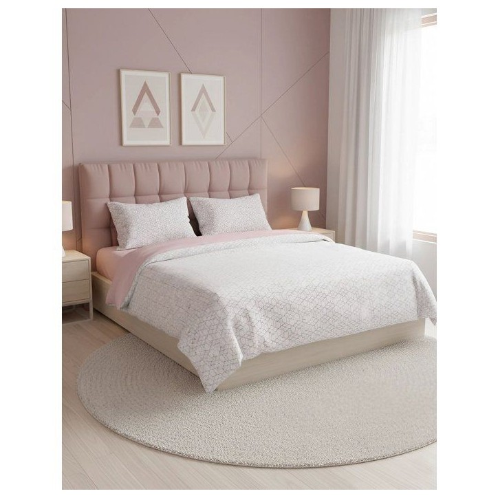 Parure de lit - 1 housse de couette 140 x 200 cm + 1 taie d'oreiller 60 x 60 cm - 100% coton renforcé - Rose Parure de lit - 1 housse de couette 140 x 200 cm + 1 taie d'oreiller 60 x 60 cm - 100% coton renforcé - Rose