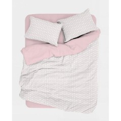 Parure de lit - 1 housse de couette 140 x 200 cm + 1 taie d'oreiller 60 x 60 cm - 100% coton renforcé - Rose