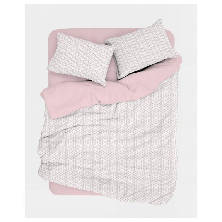Parure de lit - 1 housse de couette 140 x 200 cm + 1 taie d'oreiller 60 x 60 cm - 100% coton renforcé - Rose Parure de lit - 1 housse de couette 140 x 200 cm + 1 taie d'oreiller 60 x 60 cm - 100% coton renforcé - Rose