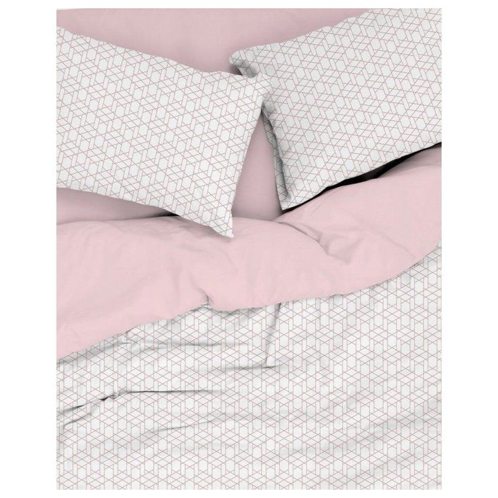 Parure de lit - 1 housse de couette 140 x 200 cm + 1 taie d'oreiller 60 x 60 cm - 100% coton renforcé - Rose Parure de lit - 1 housse de couette 140 x 200 cm + 1 taie d'oreiller 60 x 60 cm - 100% coton renforcé - Rose