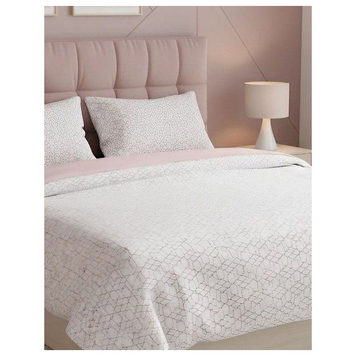 Parure de lit - 1 housse de couette 140 x 200 cm + 1 taie d'oreiller 60 x 60 cm - 100% coton renforcé - Rose Parure de lit - 1 housse de couette 140 x 200 cm + 1 taie d'oreiller 60 x 60 cm - 100% coton renforcé - Rose