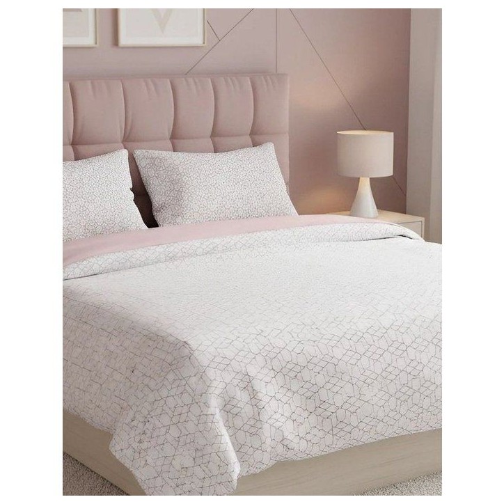 Parure de lit King Size - 1 housse de couette 240 x 220 cm + 2 taies d'oreiller 60 x 60 cm - 100% coton renforcé - Rose Parure de lit King Size - 1 housse de couette 240 x 220 cm + 2 taies d'oreiller 60 x 60 cm - 100% coton renforcé - Rose