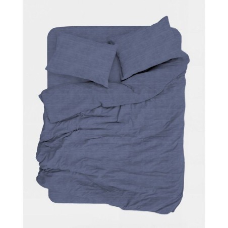 Parure de lit - 1 housse de couette 140 x 200 cm + 1 taie d'oreiller 60 x 60 cm - 100% coton renforcé - Bleu