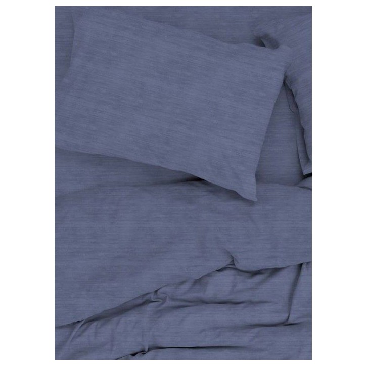 Parure de lit - 1 housse de couette 140 x 200 cm + 1 taie d'oreiller 60 x 60 cm - 100% coton renforcé - Bleu Parure de lit - 1 housse de couette 140 x 200 cm + 1 taie d'oreiller 60 x 60 cm - 100% coton renforcé - Bleu