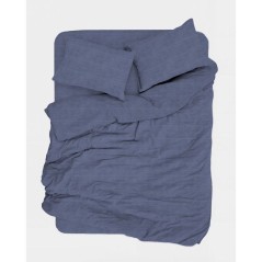 Parure de lit King Size - 1 housse de couette 240 x 220 cm + 2 taies d'oreiller 60 x 60 cm - 100% coton renforcé - Bleu