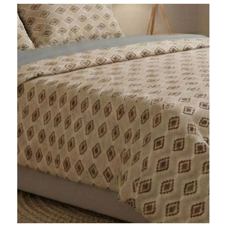Parure de lit - 1 housse de couette 140 x 200 cm + 1 taie d'oreiller 60 x 60 cm - 100% coton renforcé - Gris / Beige Parure de lit - 1 housse de couette 140 x 200 cm + 1 taie d'oreiller 60 x 60 cm - 100% coton renforcé - Gris / Beige