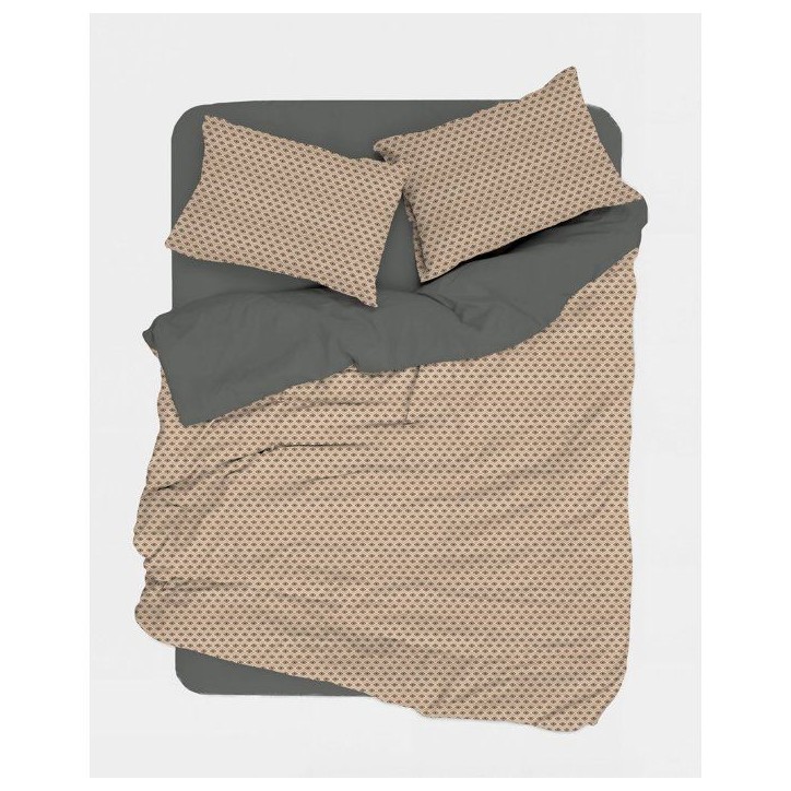 Parure de lit King Size - 1 housse de couette 240 x 220 cm + 2 taies d'oreiller 60 x 60 cm - 100% coton renforcé - Beige Parure de lit King Size - 1 housse de couette 240 x 220 cm + 2 taies d'oreiller 60 x 60 cm - 100% coton renforcé - Beige