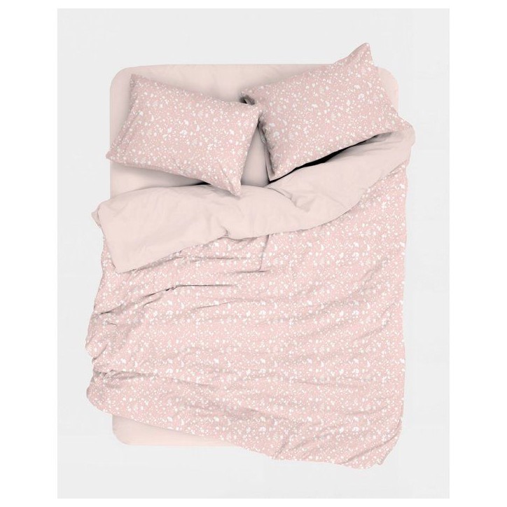 Parure de lit - 1 housse de couette 140 x 200 cm + 1 taie d'oreiller 60 x 60 cm - 100% coton renforcé - Saumon / Blanc Parure de lit - 1 housse de couette 140 x 200 cm + 1 taie d'oreiller 60 x 60 cm - 100% coton renforcé - Saumon / Blanc