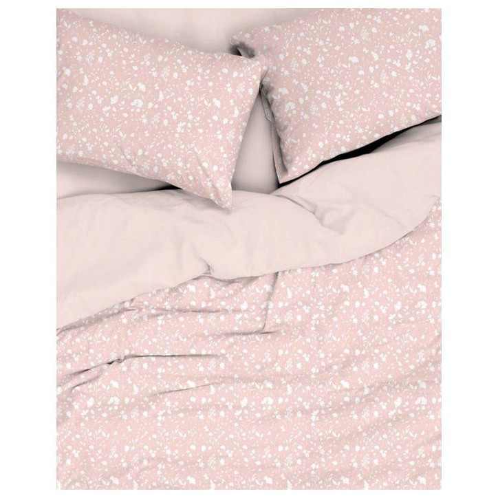 Parure de lit - 1 housse de couette 140 x 200 cm + 1 taie d'oreiller 60 x 60 cm - 100% coton renforcé - Saumon / Blanc Parure de lit - 1 housse de couette 140 x 200 cm + 1 taie d'oreiller 60 x 60 cm - 100% coton renforcé - Saumon / Blanc