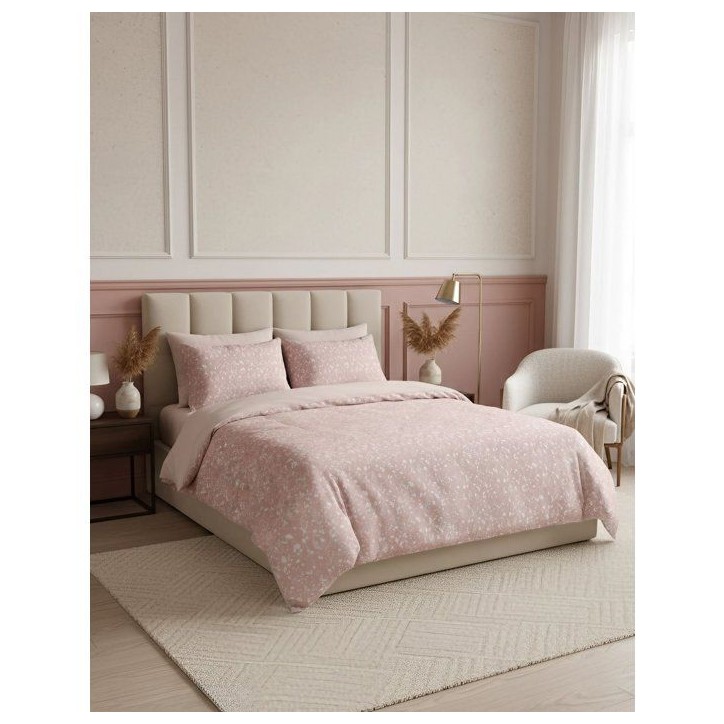 Parure de lit King Size - 1 housse de couette 240 x 220 cm + 2 taies d'oreiller 60 x 60 cm - 100% coton renforcé - Saumon / Bla Parure de lit King Size - 1 housse de couette 240 x 220 cm + 2 taies d'oreiller 60 x 60 cm - 100% coton renforcé - Saumon / Bla