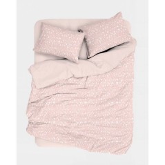Parure de lit King Size - 1 housse de couette 240 x 220 cm + 2 taies d'oreiller 60 x 60 cm - 100% coton renforcé - Saumon / Bla