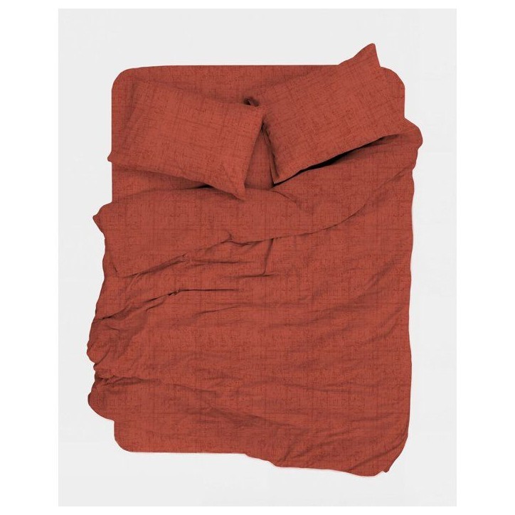 Parure de lit - 1 housse de couette 140 x 200 cm + 1 taie d'oreiller 60 x 60 cm - 100% coton renforcé - Rouge brique Parure de lit - 1 housse de couette 140 x 200 cm + 1 taie d'oreiller 60 x 60 cm - 100% coton renforcé - Rouge brique
