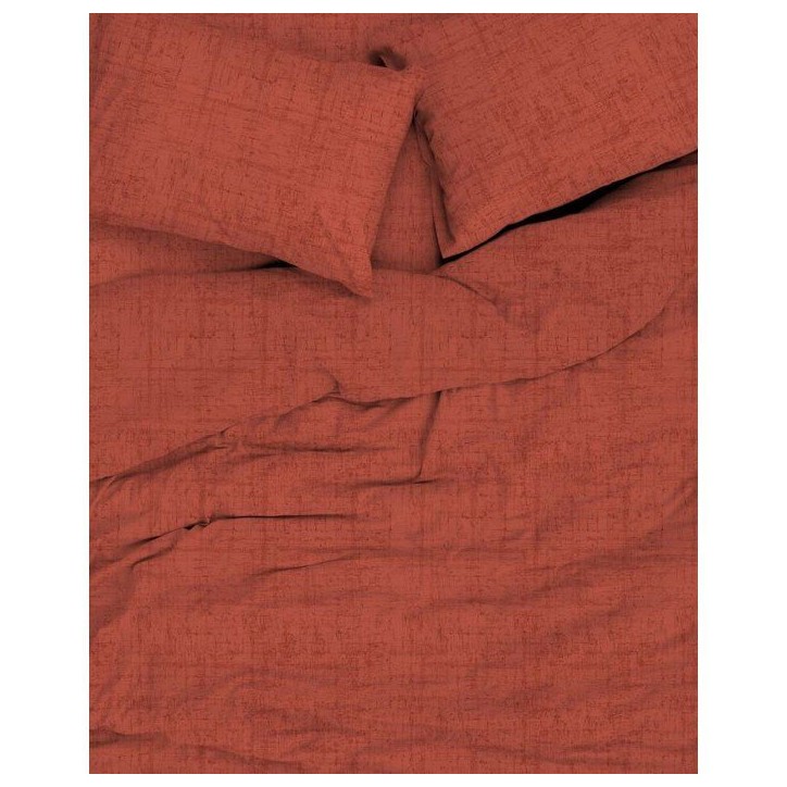 Parure de lit King Size - 1 housse de couette 240 x 220 cm + 2 taies d'oreiller 60 x 60 cm - 100% coton renforcé - Rouge brique Parure de lit King Size - 1 housse de couette 240 x 220 cm + 2 taies d'oreiller 60 x 60 cm - 100% coton renforcé - Rouge brique