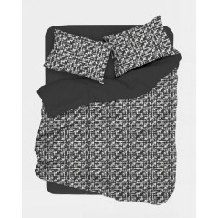 Parure de lit - 1 housse de couette 140 x 200 cm + 1 taie d'oreiller 60 x 60 cm - 100% coton renforcé - Anthracite