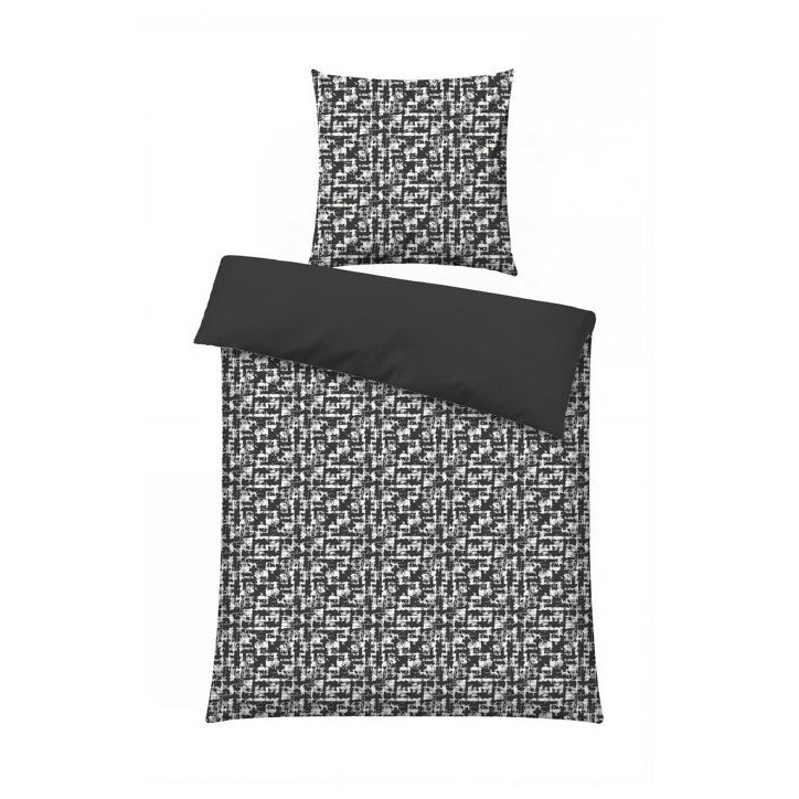 Parure de lit - 1 housse de couette 140 x 200 cm + 1 taie d'oreiller 60 x 60 cm - 100% coton renforcé - Anthracite Parure de lit - 1 housse de couette 140 x 200 cm + 1 taie d'oreiller 60 x 60 cm - 100% coton renforcé - Anthracite