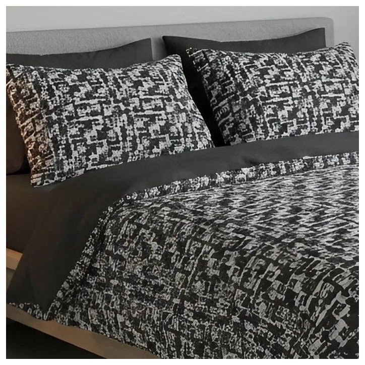 Parure de lit - 1 housse de couette 140 x 200 cm + 1 taie d'oreiller 60 x 60 cm - 100% coton renforcé - Anthracite Parure de lit - 1 housse de couette 140 x 200 cm + 1 taie d'oreiller 60 x 60 cm - 100% coton renforcé - Anthracite