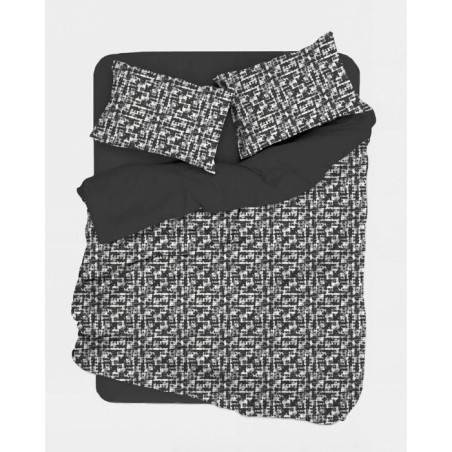 Parure de lit King Size - 1 housse de couette 240 x 220 cm + 2 taies d'oreiller 60 x 60 cm - 100% coton renforcé - Anthracite