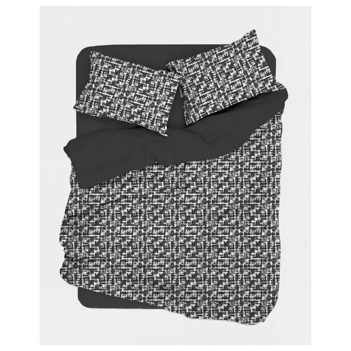 Parure de lit King Size - 1 housse de couette 240 x 220 cm + 2 taies d'oreiller 60 x 60 cm - 100% coton renforcé - Anthracite