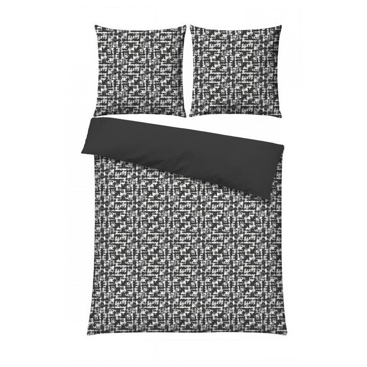 Parure de lit King Size - 1 housse de couette 240 x 220 cm + 2 taies d'oreiller 60 x 60 cm - 100% coton renforcé - Anthracite