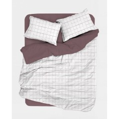 Parure de lit - 1 housse de couette 140 x 200 cm + 1 taie d'oreiller 60 x 60 cm - 100% coton renforcé - Rose poudré / Blanc