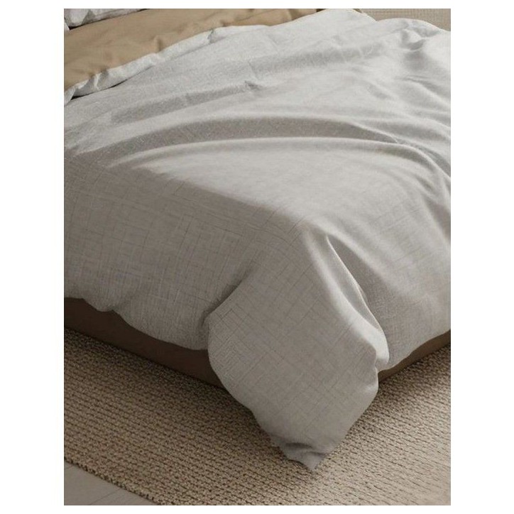 Parure de lit - 1 housse de couette 140 x 200 cm + 1 taie d'oreiller 60 x 60 cm - 100% coton renforcé - Beige